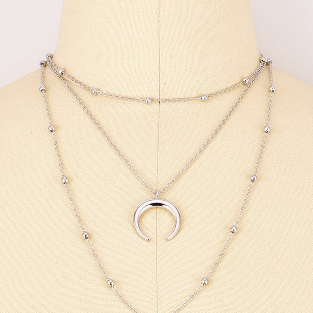 🍁4/$25🍁New Moon Pendant Layered Necklace - Picture 2 of 3